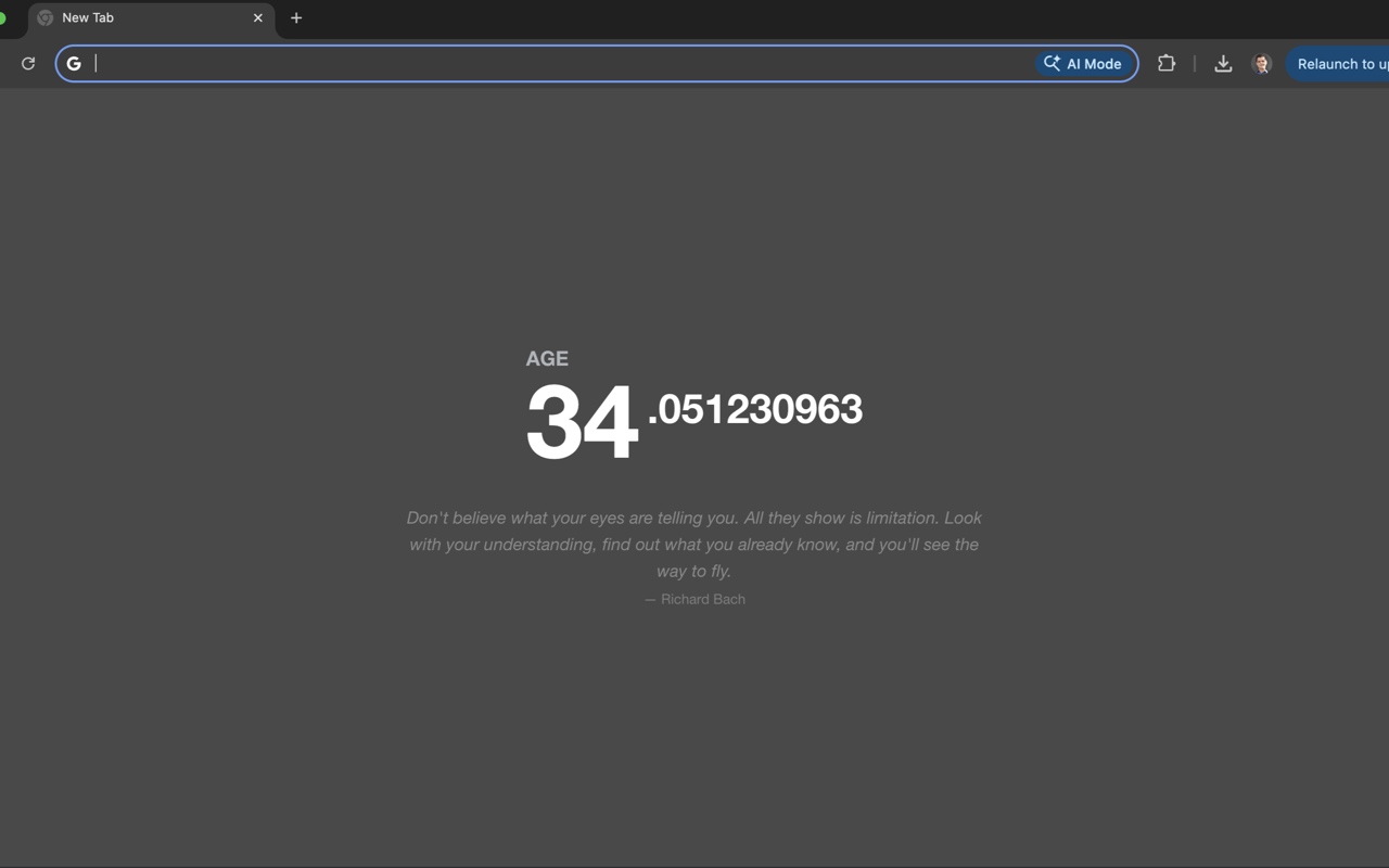 Motivation Counter new tab page