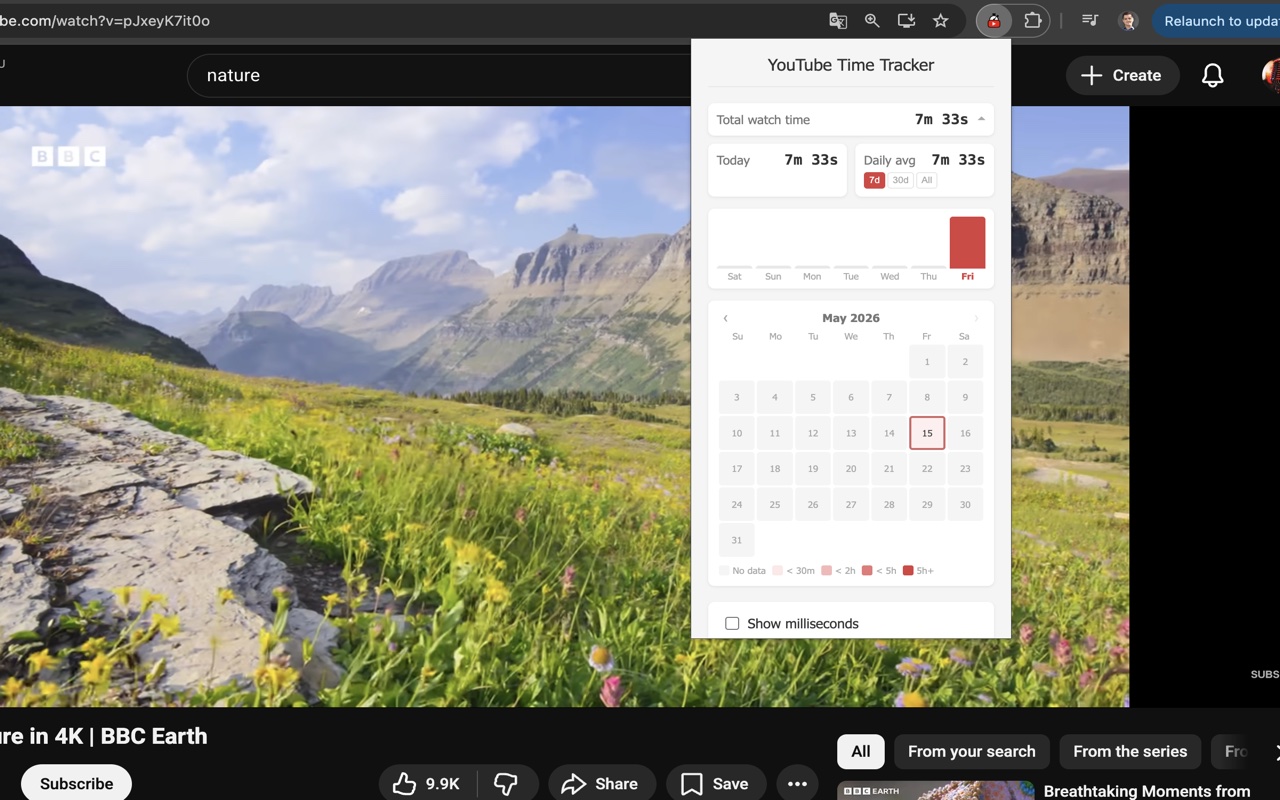YouTube Milliseconds Timer in action